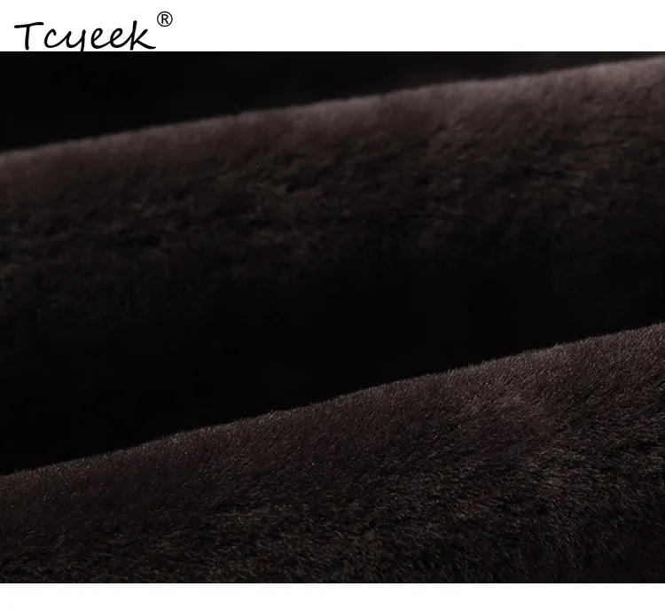 เสื้อแจ็คเก็ตหนังแท้ Tcyeek เสื้อแจ็คเก็ตฤดูหนาว ขนแกะเมอริโนแท้ เสื้อโค้ทผู้หญิง ปี 2025 เสื้อผ้าความยาวปานกลางสำหรับผู้หญิง