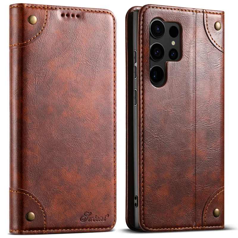 Holder Magnetic Cover Wallet Business Leather Case For Samsung Galaxy S24 S23 S22 FE Ultra Plus A53 A54 A13 A14 A24 A34 Note20