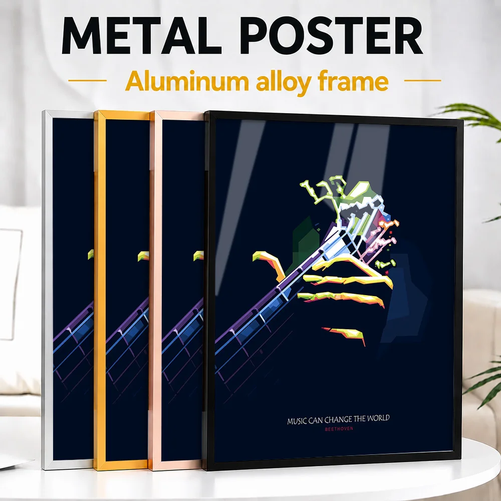 Guitar Hands Music Quote Framed Metal Poster Personalized Recording Tribute Wall Art For Singer Fans Decorating Listening Lounge