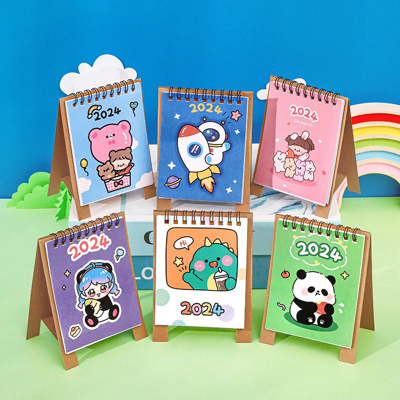 

2024 Cute Cartoon Girl Mini Calendar Kawaii Panda Dinosaur Animals Desktop Calendar Daily Schedule Planner 2023.8~2024.12