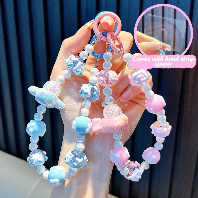 Y2K Candy Color Phone Case Lanyard Airplane Beaded Cute Phone Chain Keyring Anti-Lost Mobile Phone Strap Camera Charm Pendant