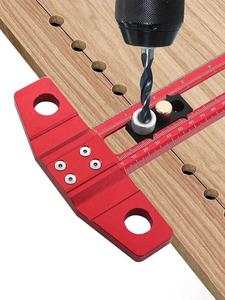 Woodworking 2 in 1 Drilling Positioning Scoring Ruler Aluminum Scriber Marking T Square Dowelling Jig 2-in-1 Versatility