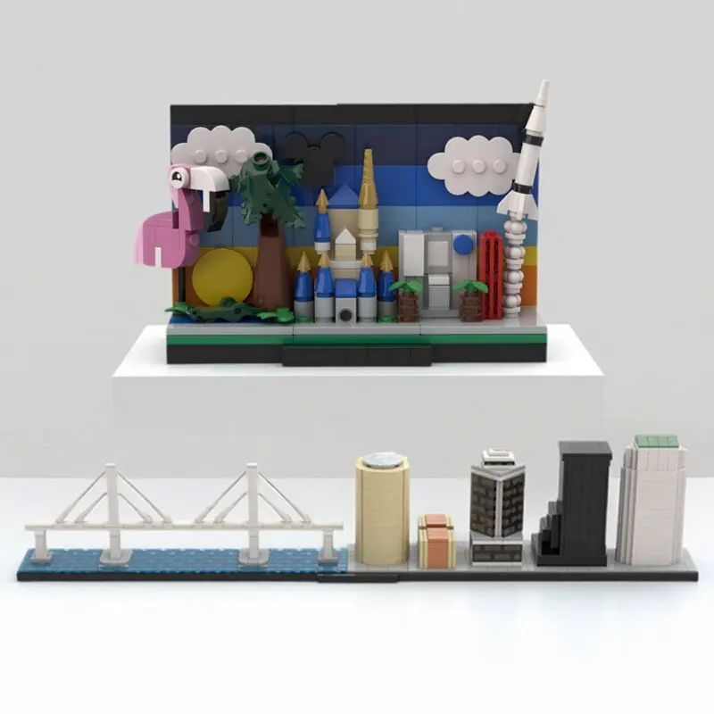 

MOC American Tourist Attractions Florida Skyline Building Blocks Set Adult Collection Toys Birthday Gift Florida Postcard Model