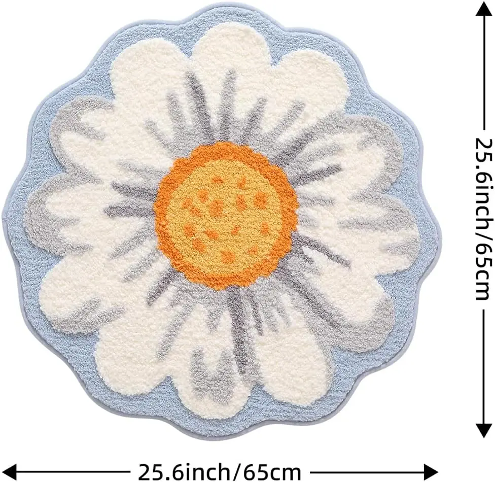 Natural Plant and Flower Shaped Flannel Bath Mat Ultra Soft Microfiber Bathroom Rug Non-Slip Floor Carpet for Home Decor