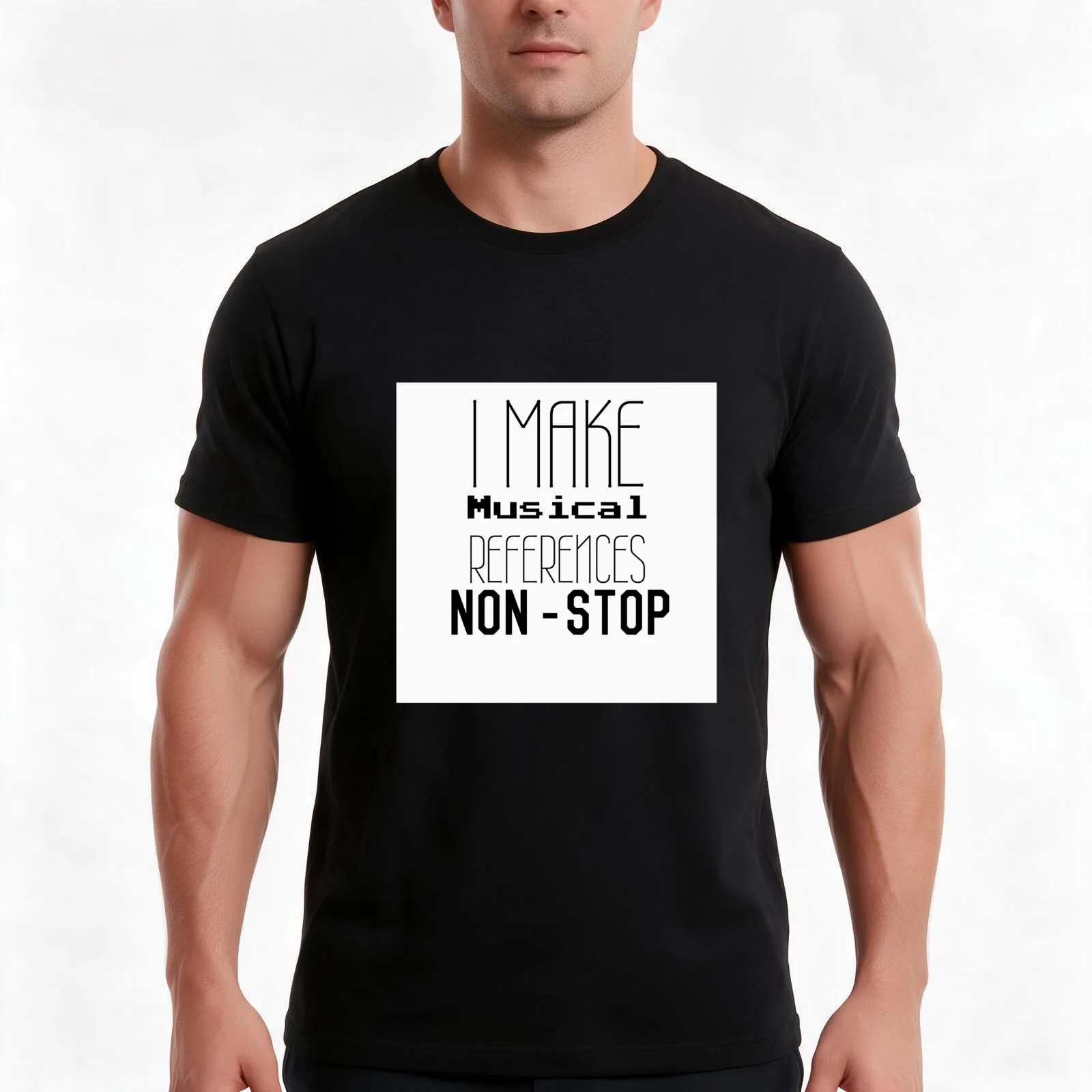 I make musical references Non-Stop T-Shirt, Summer Casual Cotton Tee, Oversized Streetwear Tops, Vintage Graphic Print