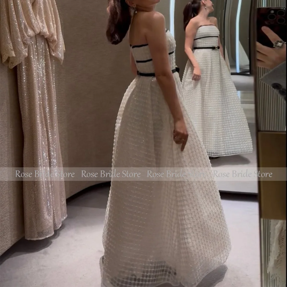 Customized Luxury Prom Dress A Line Belt Sleeveless Strapless Sparkle Prom Gown Long Modern Women's Formal Evening Dresses 2026