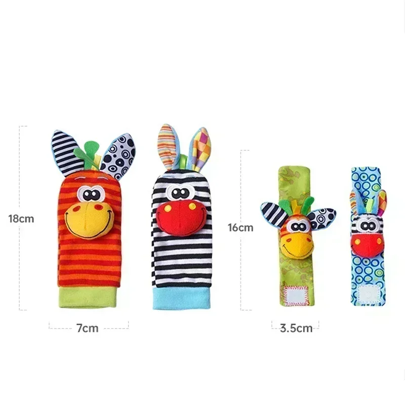 4PCS/SET Baby Rattle Toys Cute Stuffed Animals Wrist Rattle Foot Finder Socks 0~12 Months For Infant Boy Girl Newborn Gift