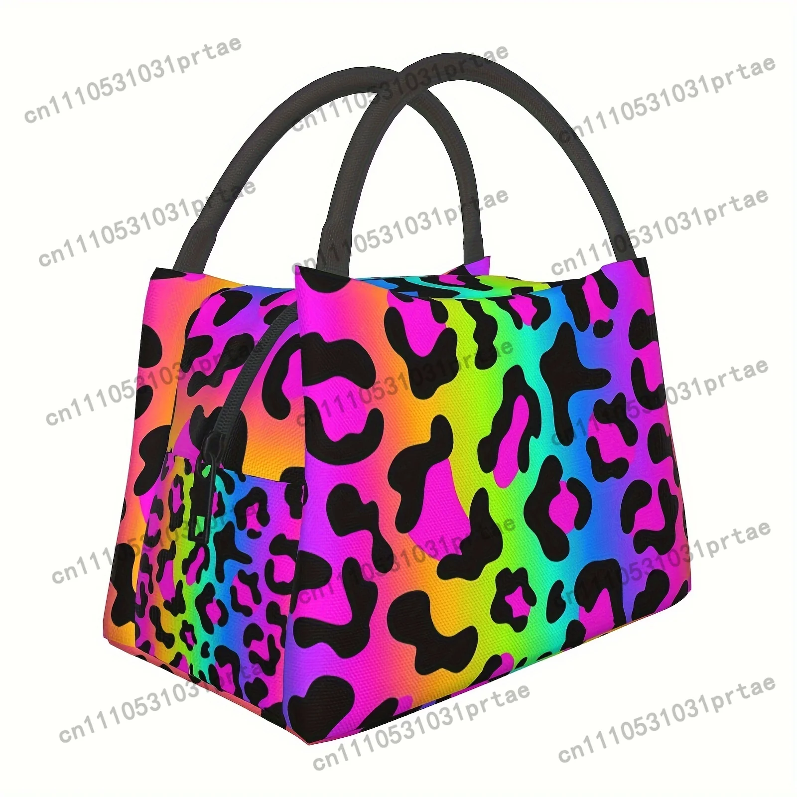 Reusable Insulated Lunch Bag with Leak-Proof Zipper - Colorful Leopard Print Portable Cooler Tote for Office, Travel, Picnics -