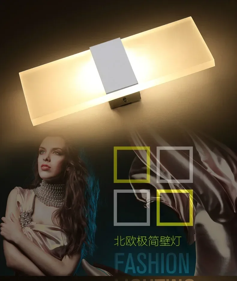

l Lamp Bed Led Wal Lighting Wall Lights Personalized Ultra-thin Acrylic Aluminum Material 6W (Warm White / White) Wall Light