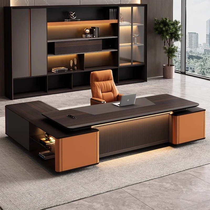 Italian Sedentary boss table light luxury high sense modern simple large class desk minimalist mesa para computador furniture
