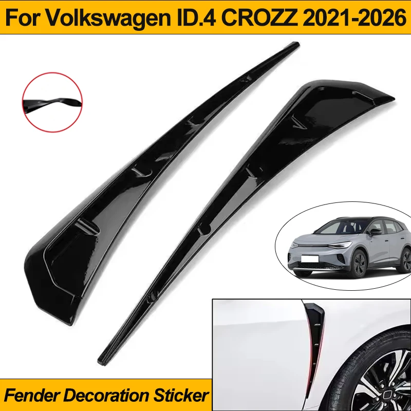 For Volkswagen ID.4 CROZZ 2021-2026 2Pcs Side Fender Spoiler Wind Knife Side Gills Air Vent Decor Stickers Car Styling 2022 2023