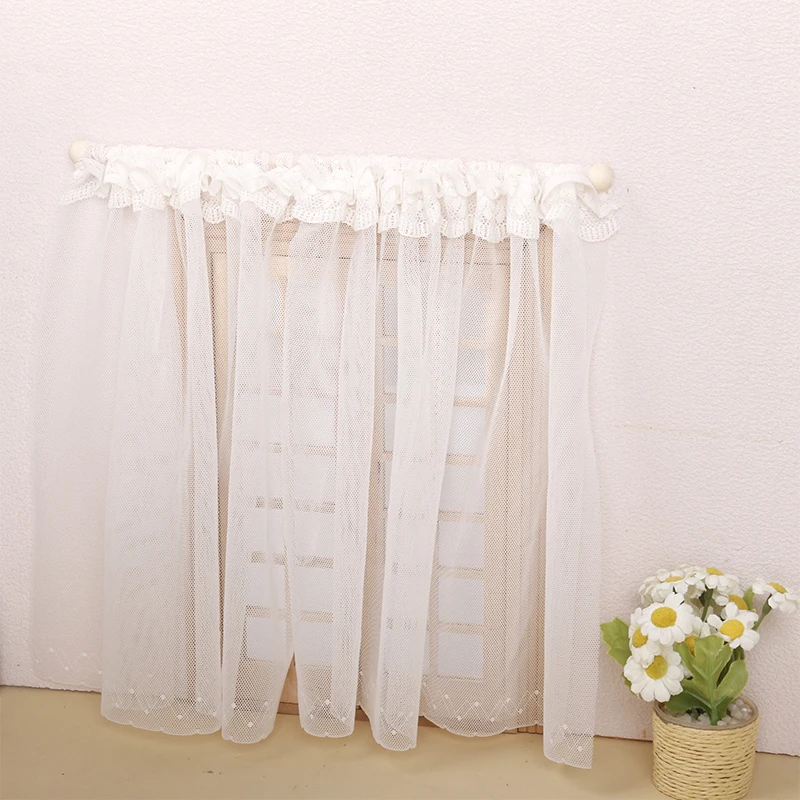 Cortina en miniatura para casa de muñecas, tela blanca de encaje para puerta, decoración de ventana, modelo para dormitorio, muebles de sala de estar, juguete de decoración, 1:12