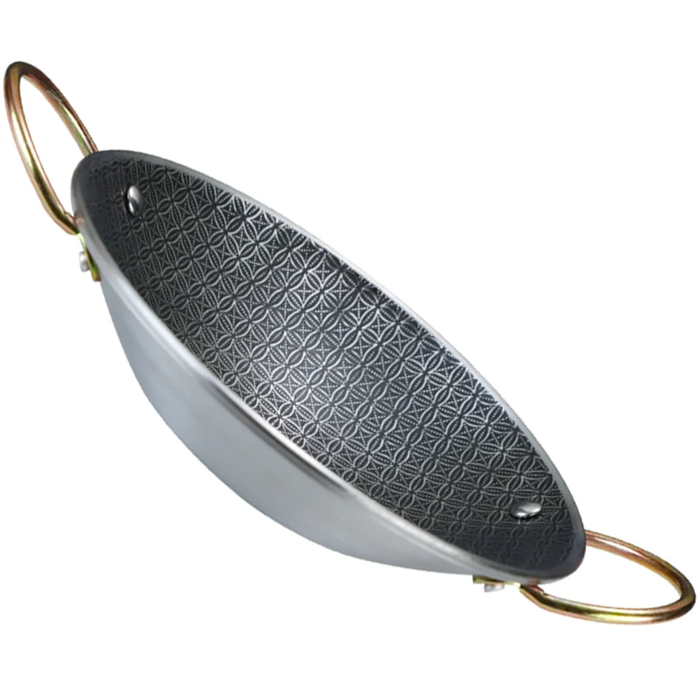 

Stainless Steel Paella Double Handle Pot For Kitchen Home Use Wear Resistant Household Cookware Hot Pot Vegetable Pan