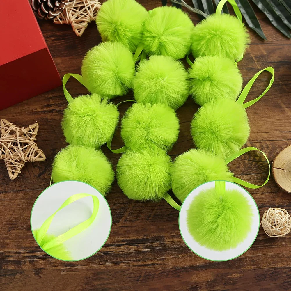 12/24 Stücke Weihnachtsdekoration 6 cm Plüsch Weihnachtskugel Weihnachtsbaum Ornament für Wohnkultur Navidad Neujahrsgeschenk 2026 Zubehör