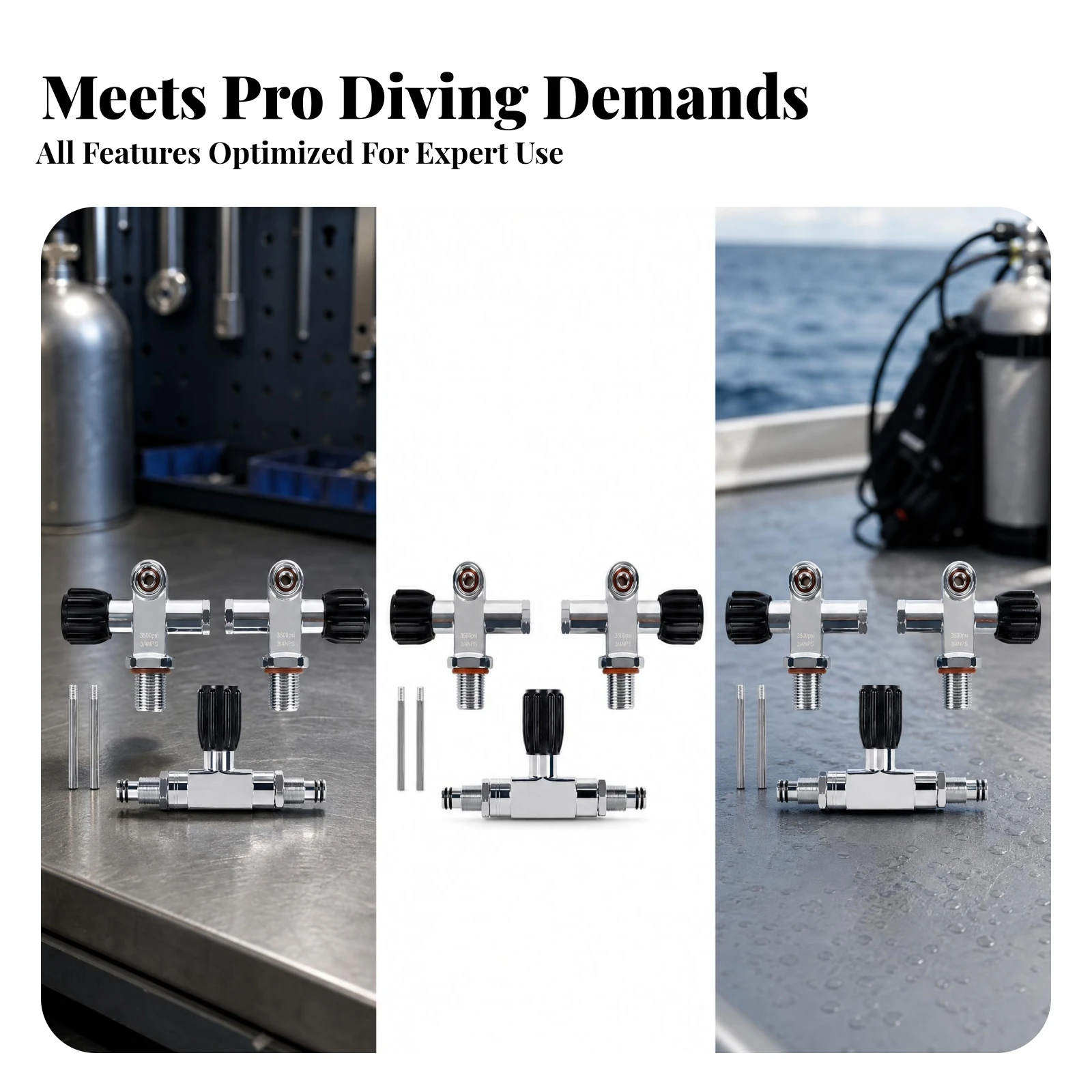 Protective Cover Caps Double Cylinder Valve Assembly Threaded Metal Ends Twin Tank Valve Underwater Equipment Black Ribbed