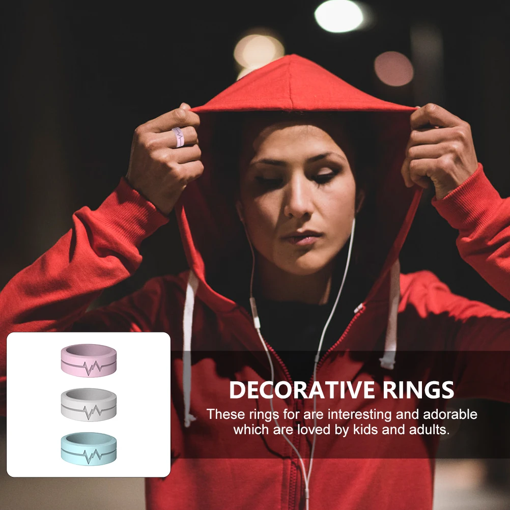 

6 pcs Night Glow Rings Luminous Silicone Party Favor Toys for Kids Men Light Up Glow Dark Decorative Accessories