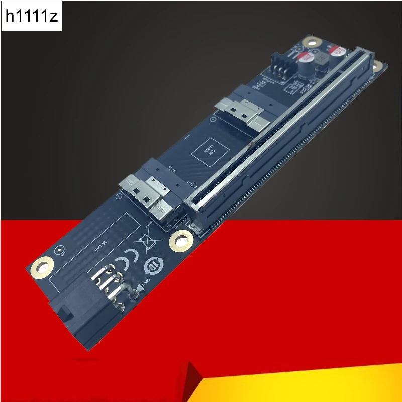 

NEW 2 Port SlimSAS 8i x2 to PCIe5.0 x16 Slot Adapter Card SFF8654 Riser Card GEN5 for Network Graphics Video Card GPU 6Pin Power