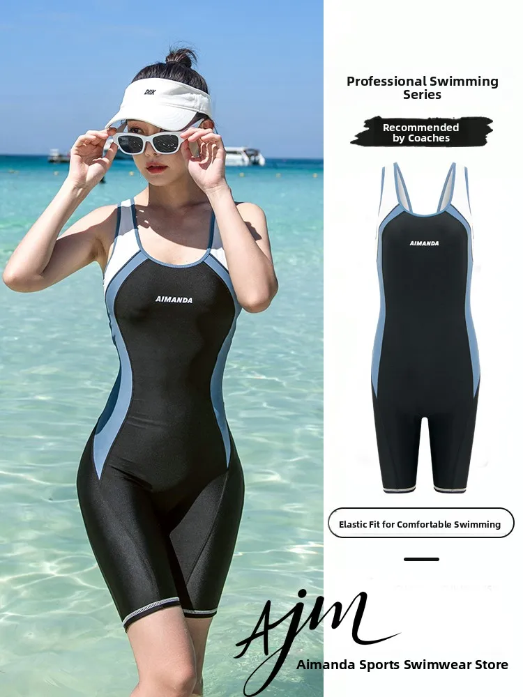 

Professional Swimming Suit Women's One-Piece High Waist Speed Suit Conservative Belly Cover Sporty Large Size Competition Swi...