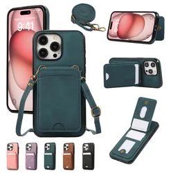 Flip Wallet PU Leather Phone Case for IPhone 16 15 14 11 Pro Max 13 12 MIni X XS XR 7 8 Plus Crossbody Card Slot Holder Cover