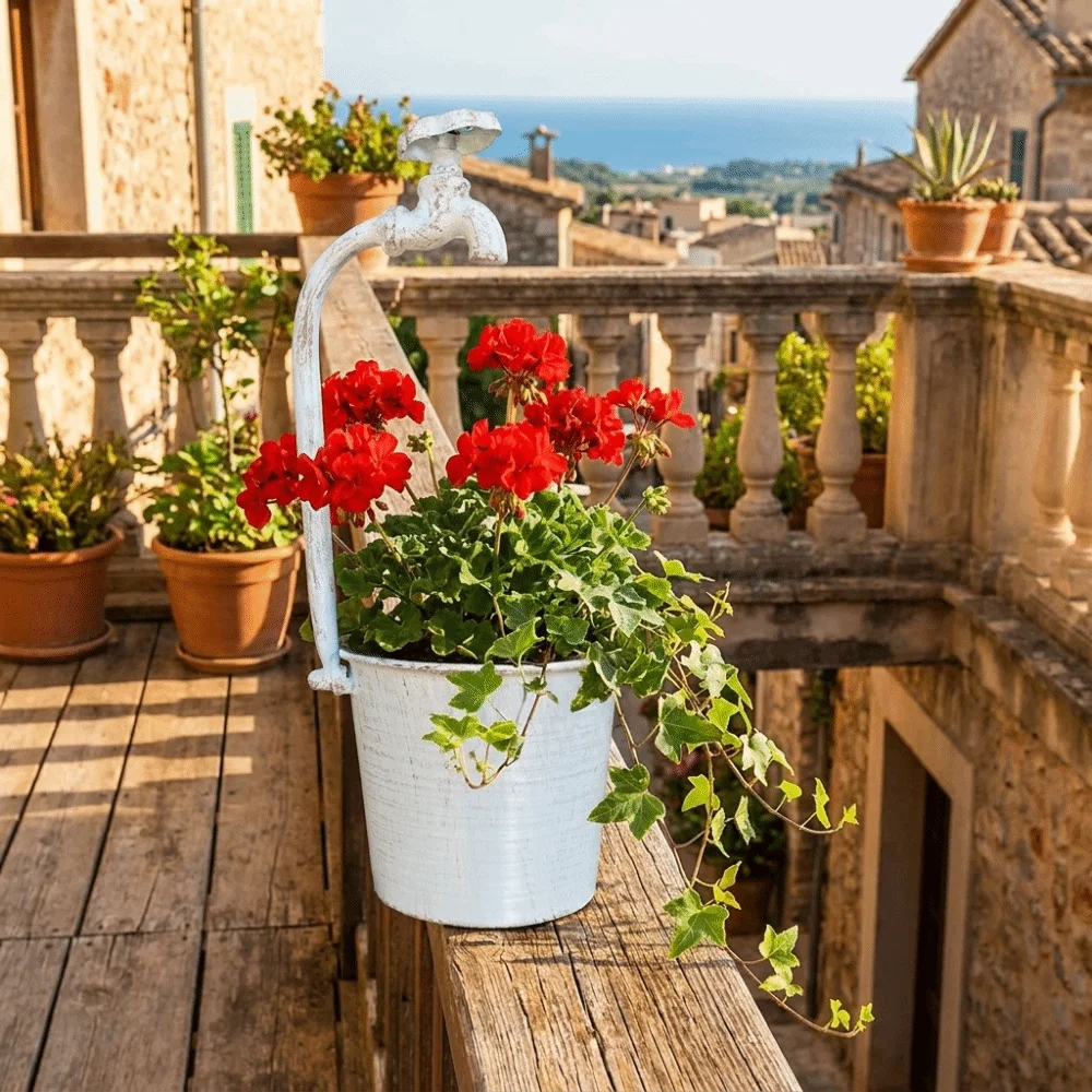Rustic Metal Faucet Flowerpot Artistic Corrosion-Resistant Garden Flower Pot Crack Resistant Flower Bucket Office