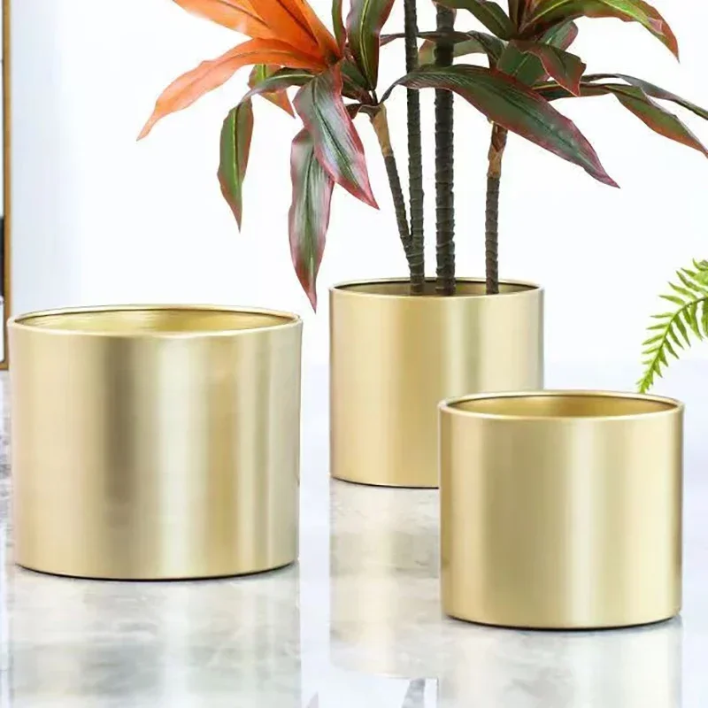 Flower Arrangement cylindrical Flower Pot Tabletop Decoration Metal Gold Flowers Ware Iron Art Holding Bucket Flowers Buckets