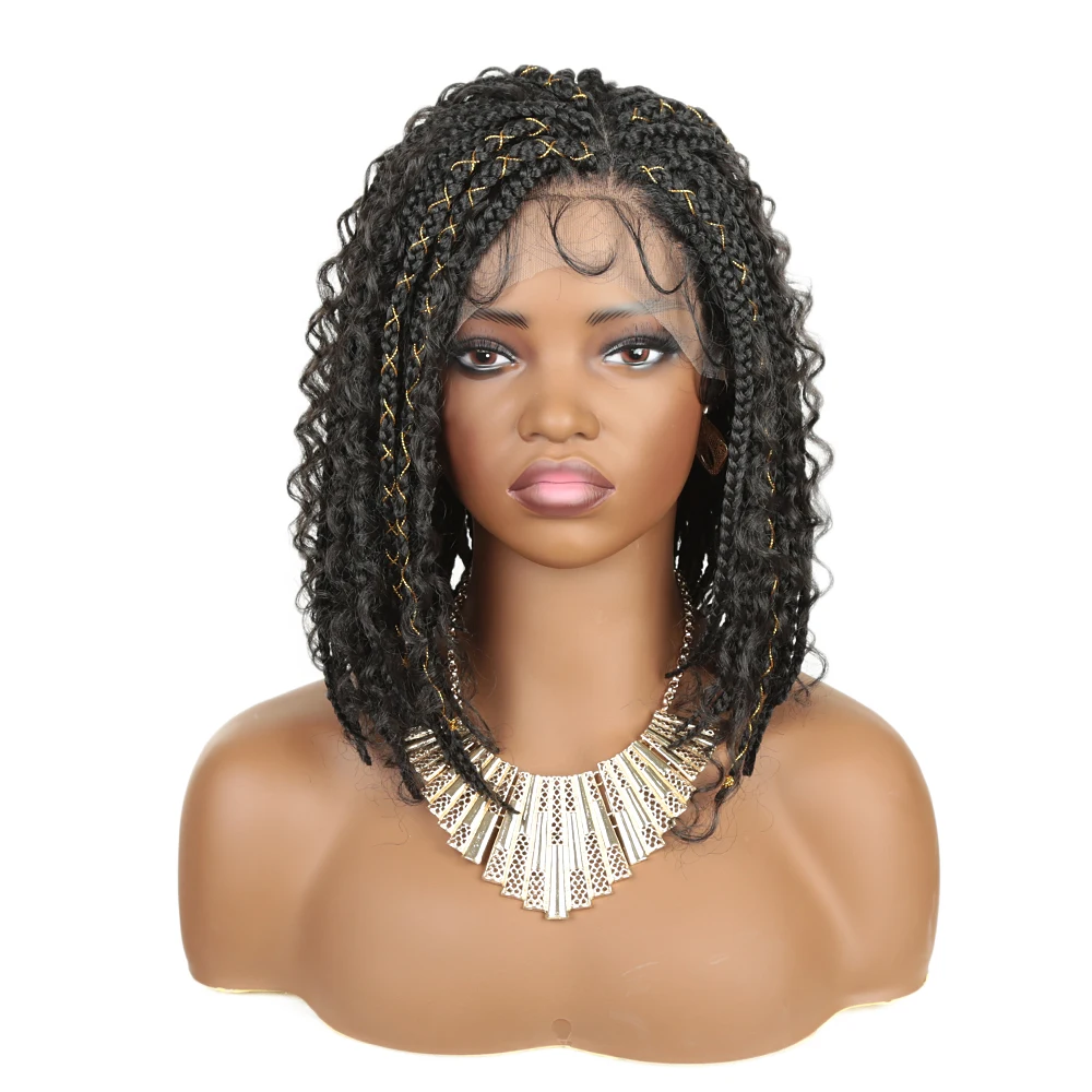 Alibaby 12inch Synthetic Knotless Box Braided Wigs for Women Premium Braided Lace Front Wigs with Baby Hair Natural Looking