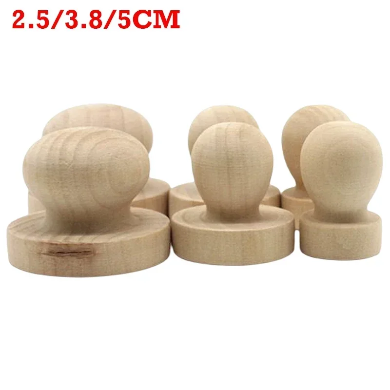 DIY Solid Wood Round Handle Wooden Seal Laser Engraving Material Rubber Stamp Handle DIY Handmand Gift Accessories 2.5/3.8/5CM