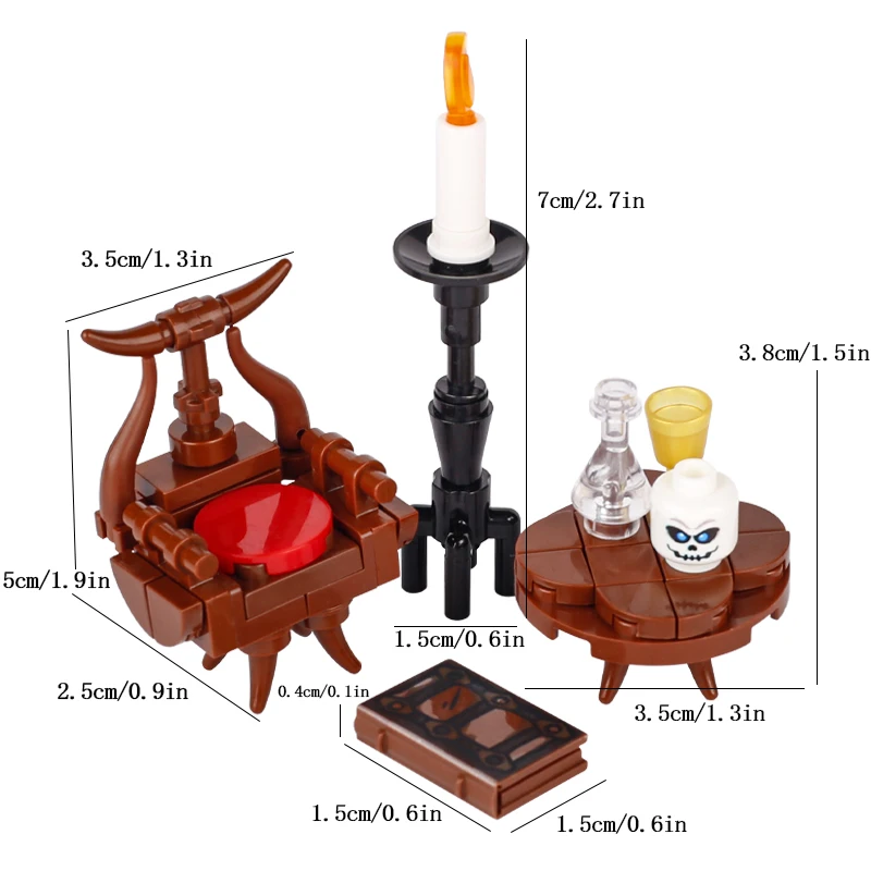 MOC Alchemist Room Furniture Building Blocks Medieval Pharmacist Workbench Workroom Alchemy Book Potion Jar Tank Bricks Toys