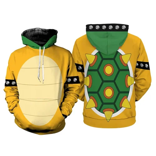 Nueva serie de Super Brothers, sudaderas con capucha de Anime, estampado de Bowser de dibujos animados en 3D, chándal para hombres y mujeres, jersey, Sudadera con capucha Harajuku, ropa Y2k