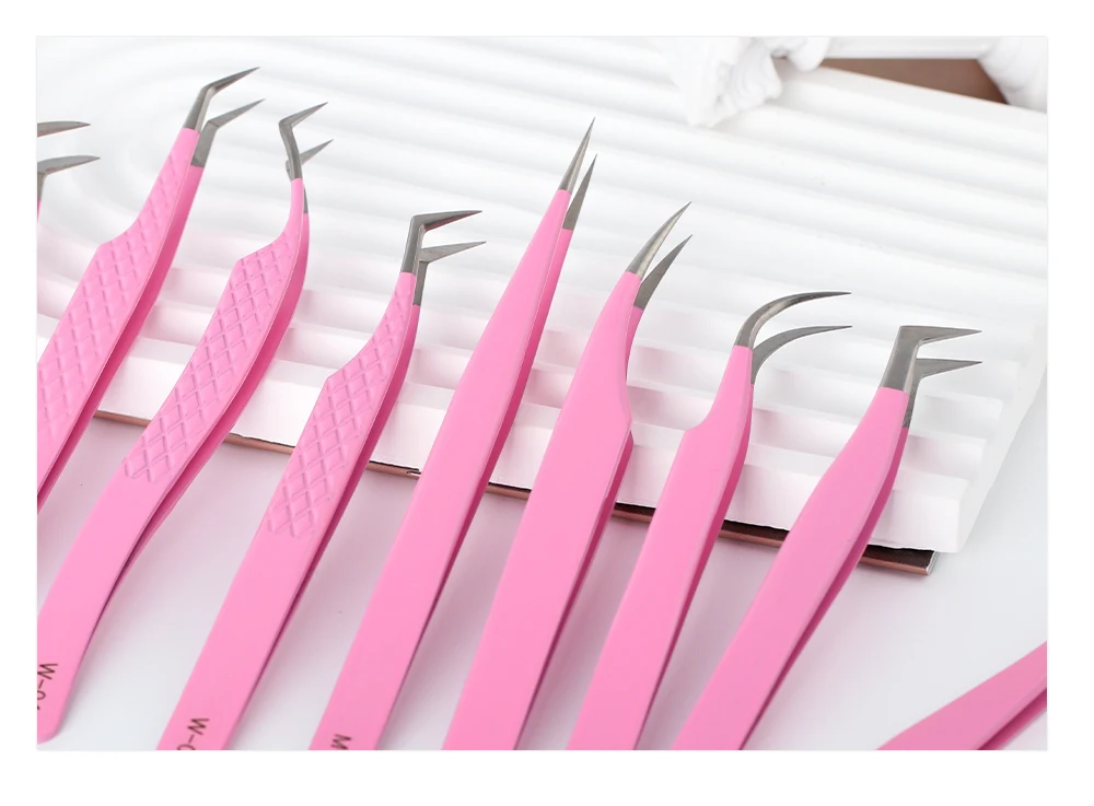 NATUHANA Dunkelrosa Wimpernverlängerungs-Pinzette Hochpräzise Antistatische Volumen-Isolations-Wimpernpinzette – Detail 19