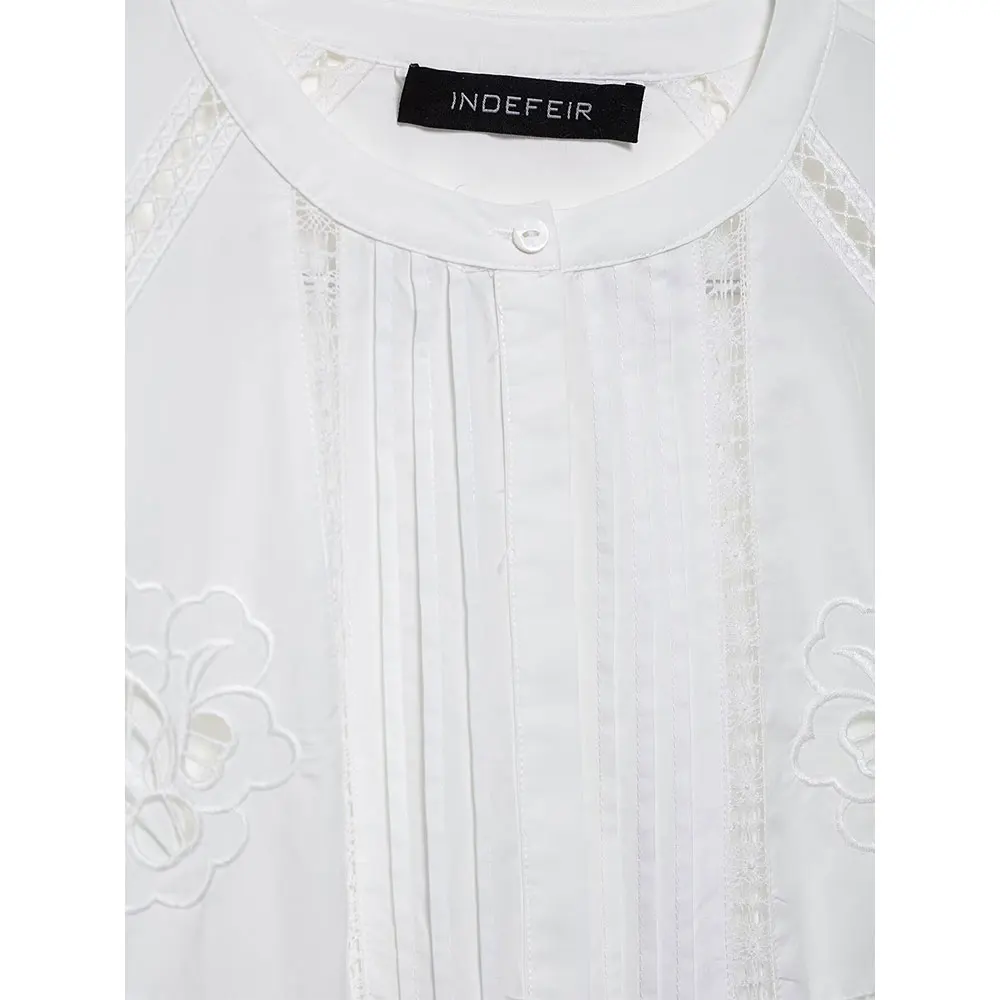 Willshela Damesmode Borduren Uitgehold Witte Blouse O-hals Lange Mouwen Vrouwelijke Chique Dame Koreaans Shirt