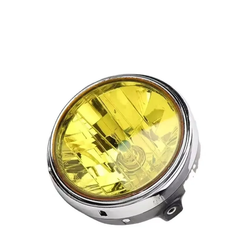 Pkx For Motorcycle Headlight Yellow /Clear Lens Beam Round Lamp LED Headlamp Honda CB Series CB400/900 7 Inch 35W Universal