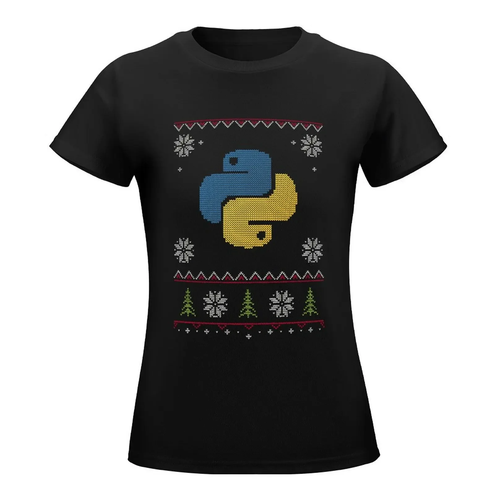 Python Programmer Ugly Sweater Christmas T-Shirt female Blouse western t-shirt dress for Women