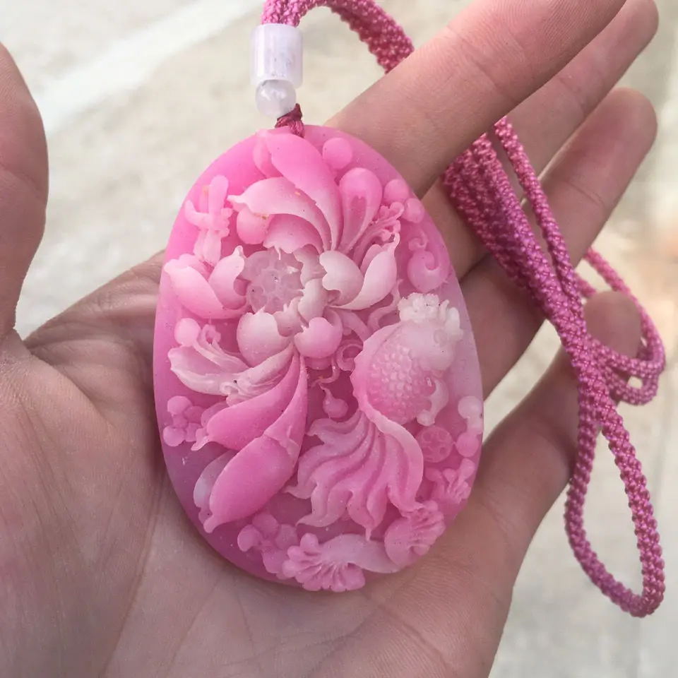 Brzoskwiniowy kwiat Jade naturalny Opal Super bajkowe styl pałacowy atrament ma rybny łańcuch sweter damski modny wisiorek biżuteria od lat