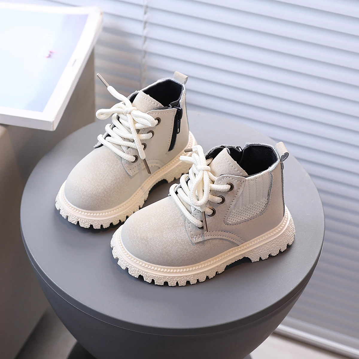 Children's Shoes Autumn New Knitted Splicing Children's Short Boots for Boys And Girls Fashion Anti-Slip Kids Shoes Size 21-30