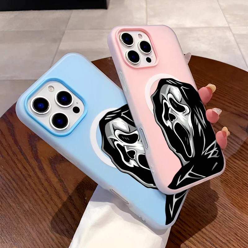 

Загадочный модный удивительный чехол для телефона с рисунком черепа призрака смерти для iPhone 16, 15, 14, 13, 12, 11, чехол для телефона ProMax, минималистичный чехол