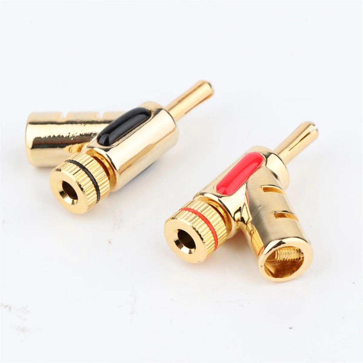 4PCS Banana Plug Copper Gold Plated Y-Shaped Speaker Cable Plug Locking Banana Plug Connector HIFI Jack Audio Adapter