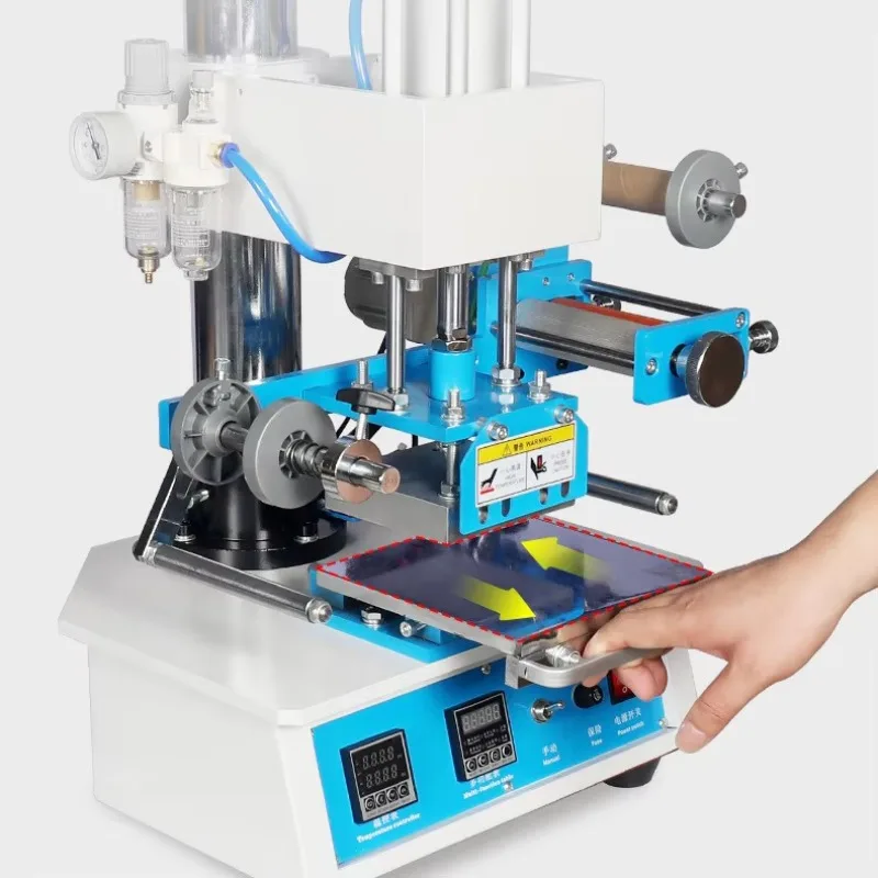 رائجة البيع آلة الختم الساخن الجلدية الهوائية 110*120 مللي متر آلات الصحافة الحرارة