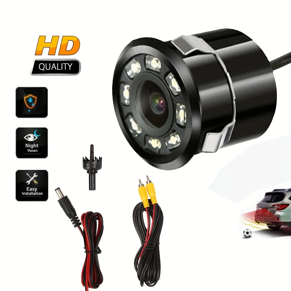 HD Backup Camera,Night Vision Backup Camera with 8 LEDs,for Car, Rearview Universal Reverse Cam Kit for Vehicle SUV RV Pickup