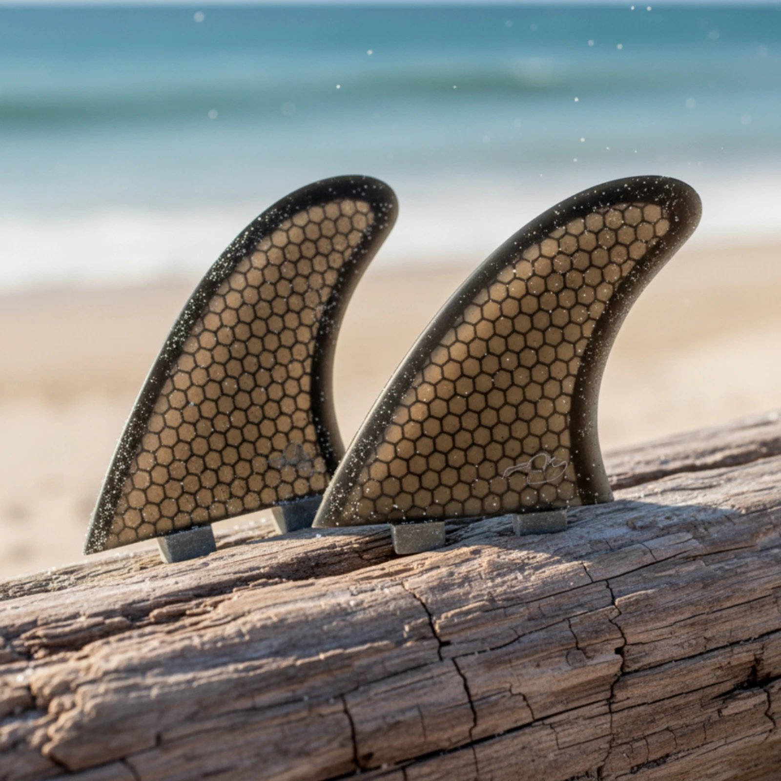 2 Pieces Honeycomb Surfboard Fin Lightweight Surfboard Fin with Double Tabs Curved High-Performance for Surfers, Surfing