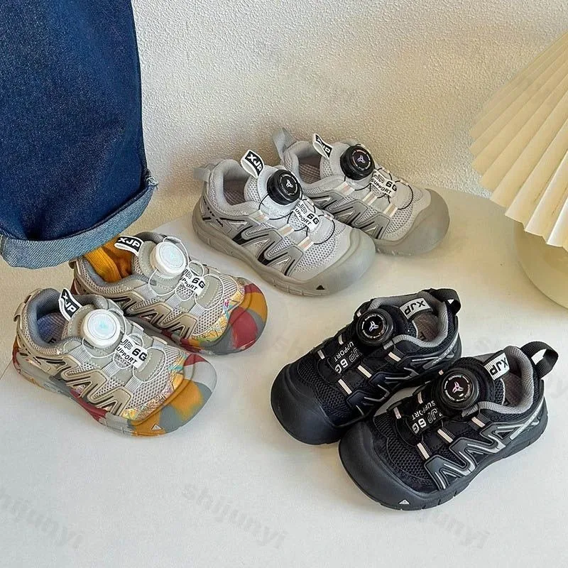 

Children Sports Shoes 2026 Spring New Boys Climbing Shoes Rotary Buckle Girls Breathable Running Shoe Kids Mesh Walking Sneakers