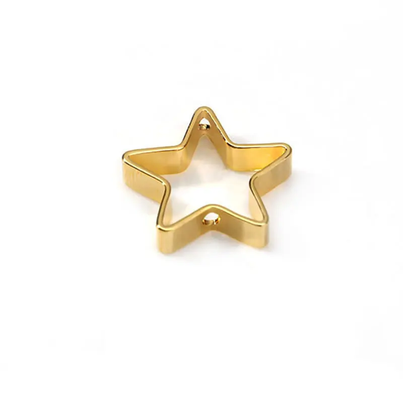 18K Gold Color Brass Star Triangle Hexagon Apple Butterfly Flower Connect Charms Pendants Jewelry Making Findings Accessories