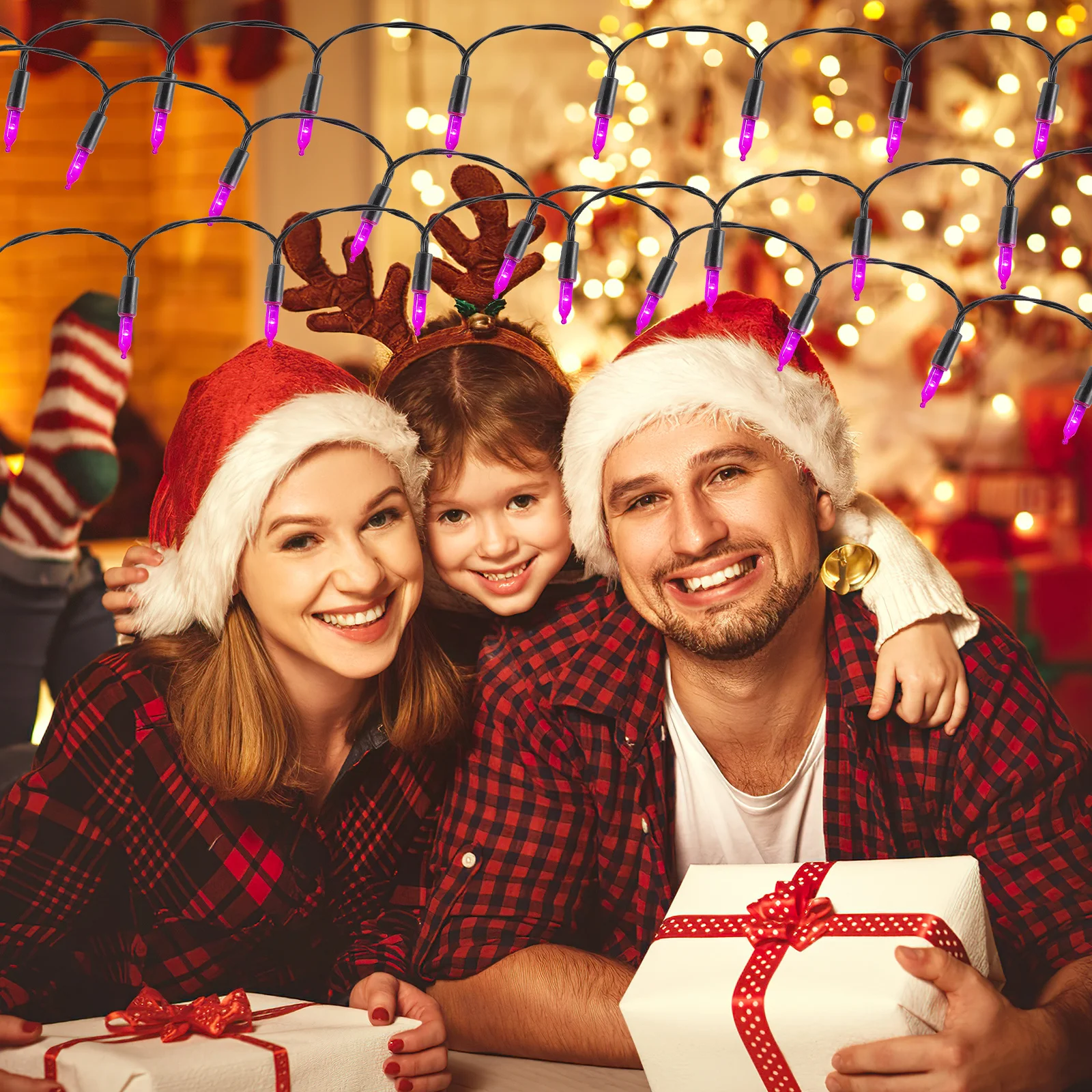 Luz de corda de Natal 50 LED Guirlanda ajustável Luz de corda decorativa para iluminação de festa de Natal