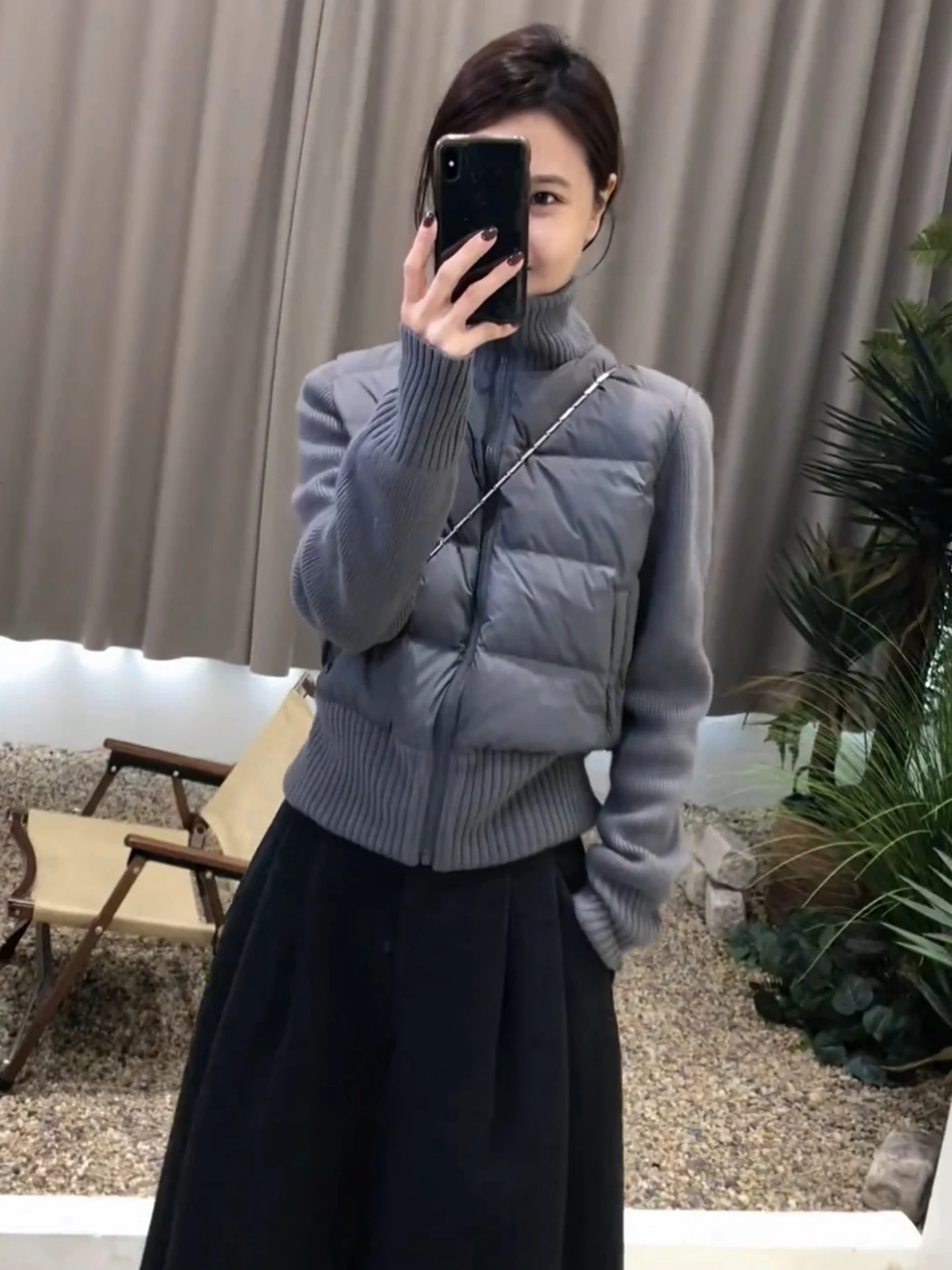 

Knitted Patchwork Cotton Jaet Women's Casual Long Sve Warm Top New Sle Lightweight Luxury Slimming Winter Faion