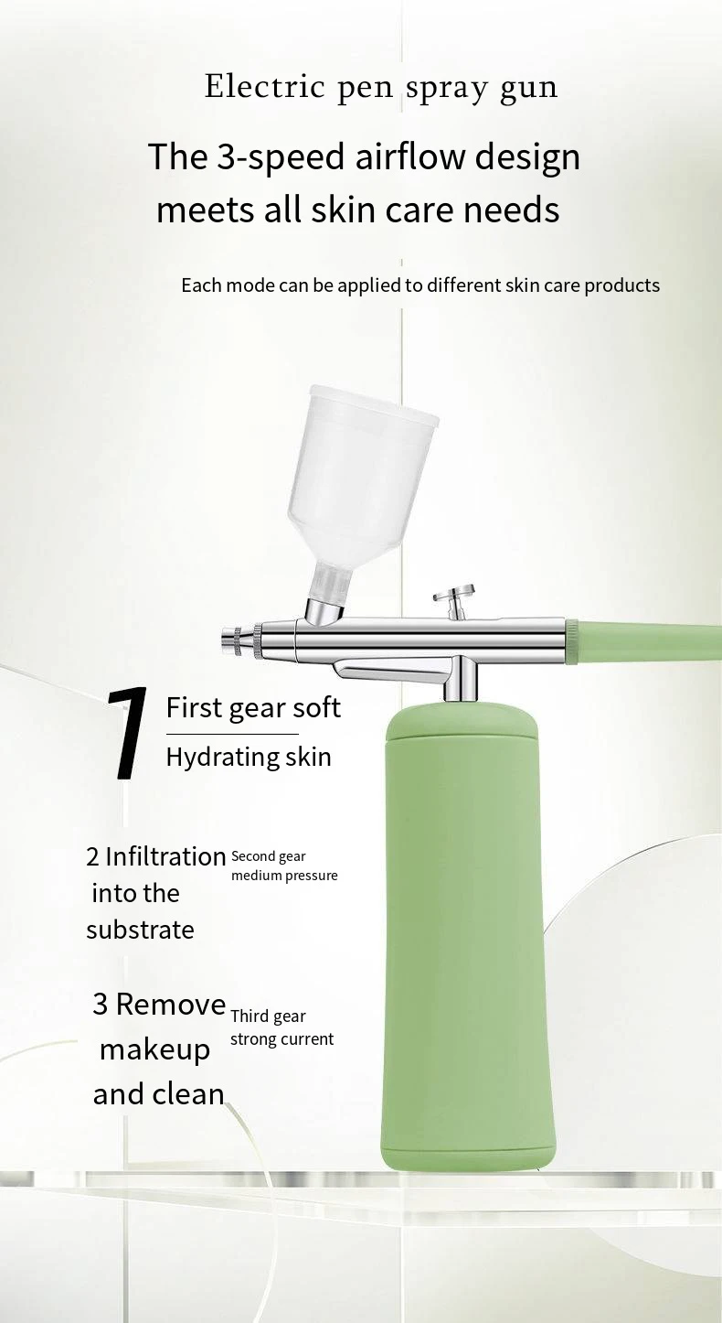 Portable USB Rechargeable Mini Electric High Pressure Oxygen Atomizer Air Compressor Spray Gun Sprayer Oxygen Injector Small Bubble Beauty Nano Skin Facial Hydration Moisturizing Skin Care Tools