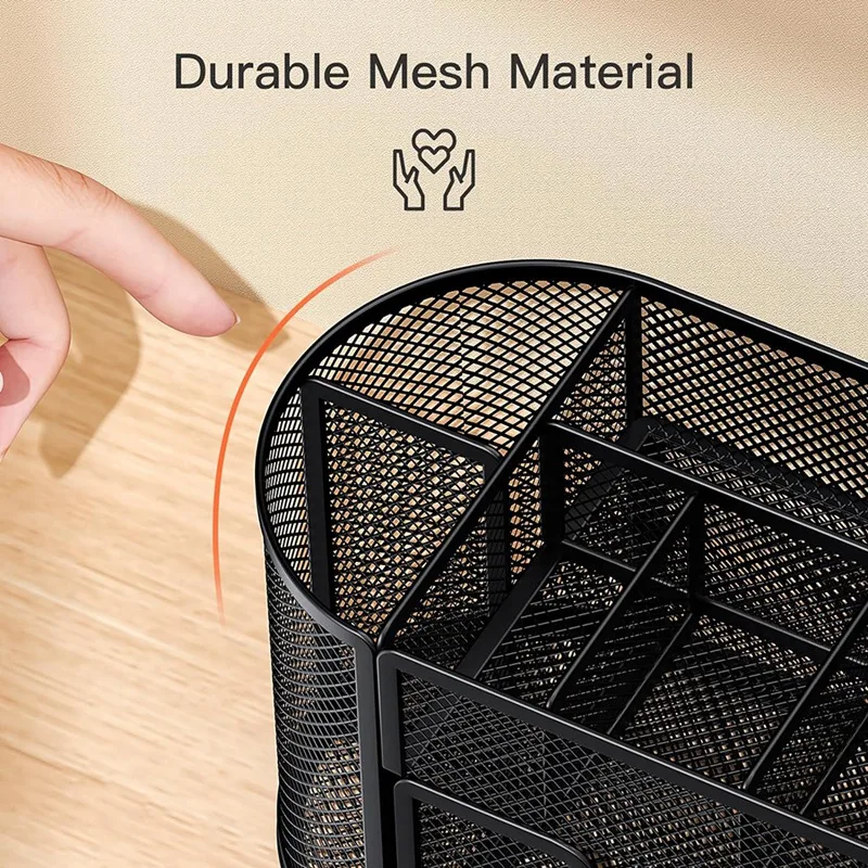 Mesh Desk Organizer com 8 Compartimentos e 1 Gaveta, Material de Escritório, Pen Holder, Papelaria, Escola, Sala de Aula, 1 Pc