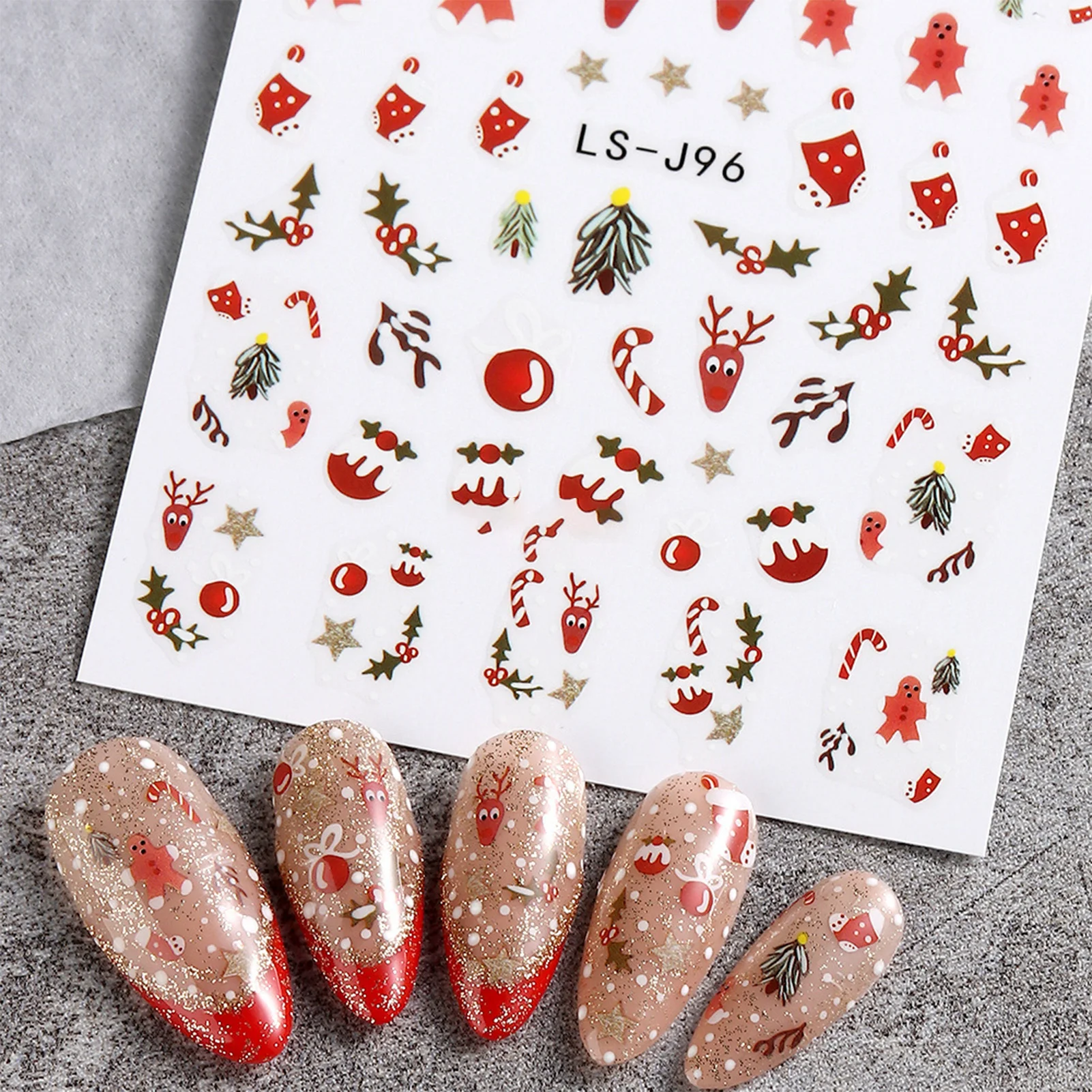 9 Sheets Christmas Nail Art Stickers Snowmen Santa Claus Pattern Manicure Nail Decals Suitable for Nails Art Decorations