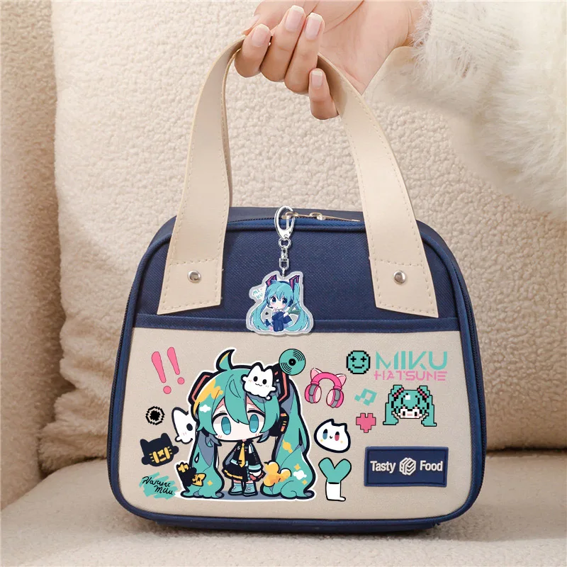 Kawaii Hatsune Miku Lunch Bag Insulated Bento Pack Portable Large Capacity Student Lunch Handbag Camping Picnic Food Bags Gift