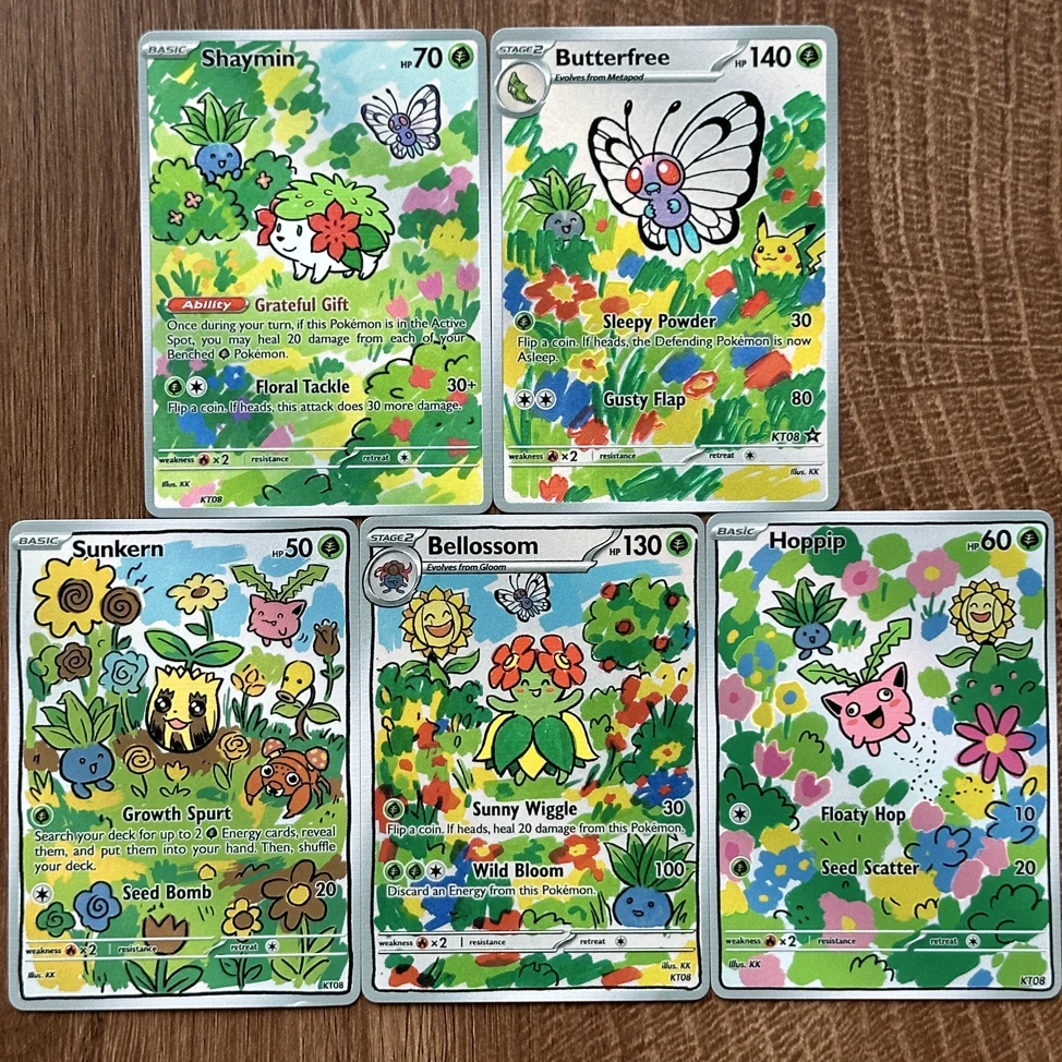 Tarjetas Pokémon PTCG, Estilo Ilustrado Raro, Shaymin, Butterfree, Sunkern, Bellossom, Hoppip, Tarjetas con Dibujos, Regalo Pokémon