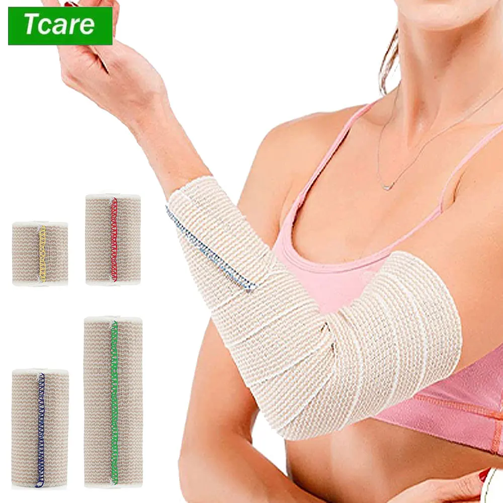 Premium Elastic Bandage Wrap - Athletic Compression Bandages Fasteners At Both Ends, Lifetime Washable & Reusable Cotton Bandage